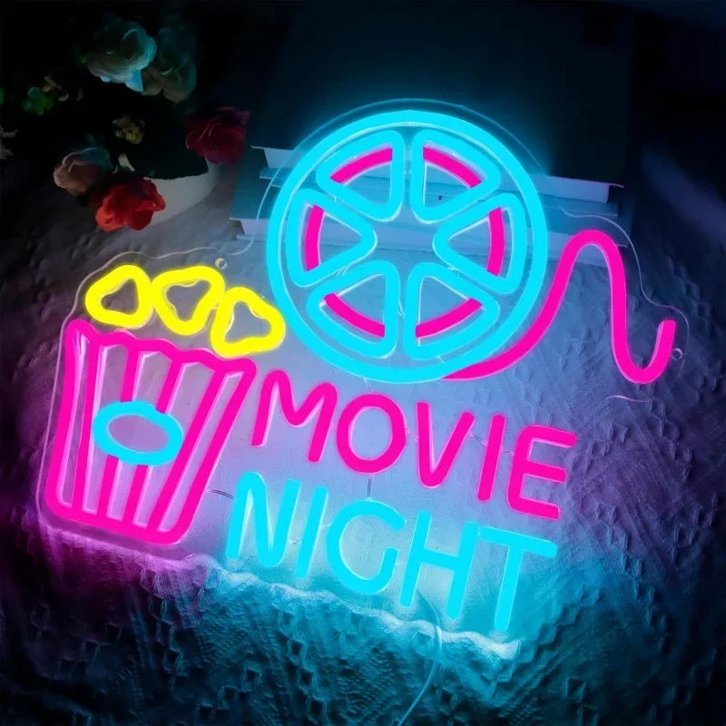 Néon Cinéma Déco Murale – Movie Night | 6 Modèles Lumineux