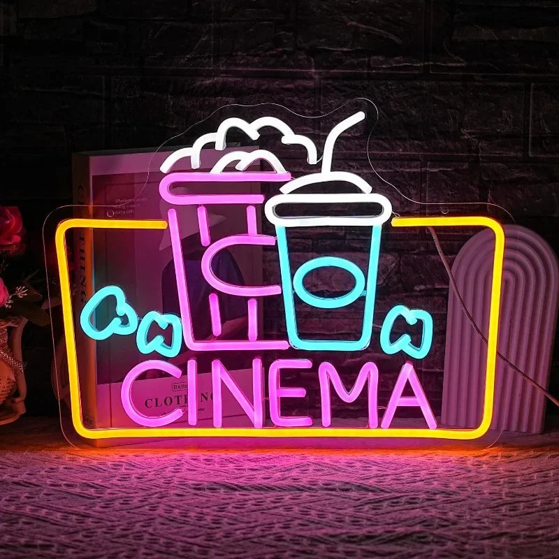 Néon Cinéma Déco Murale – Movie Night | 6 Modèles Lumineux