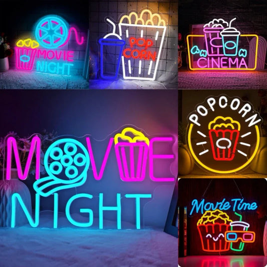 Néon Cinéma Déco Murale – Movie Night | 6 Modèles Lumineux